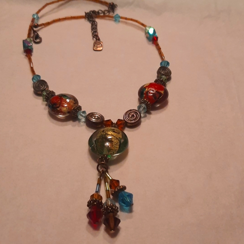 Yousi Glass And Crystal Beaded Necklace.